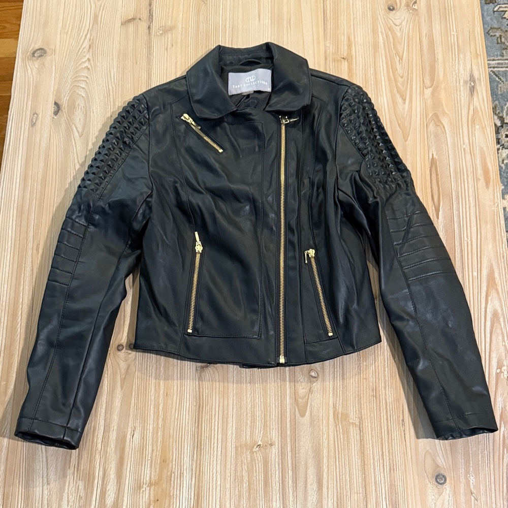 Tart Collections Black Leather Jacket with Gold Accents